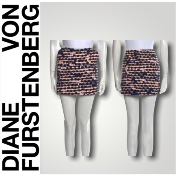Diane Von Furstenberg Dresses & Skirts - DIANE VON FURSTENBERG POLKA DOT PRINT MINI SKIRT BLACK PINK - 6